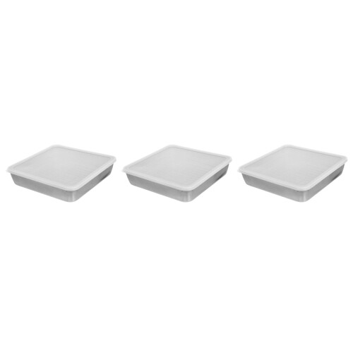 3Sets Stainless Steel Roasting Pan with Lid Multi-Use Oven Baking Rack 2
