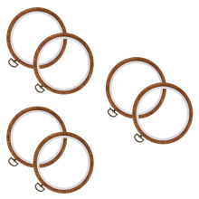 6Pièces Anneaux Broderie Plastique Marron Imitation Bois Résistants