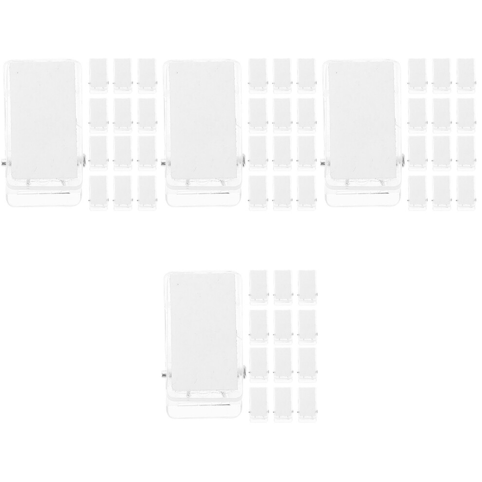 160Pcs Transparent Plastic Adhesive Badge Clips Card Holders 312425061628