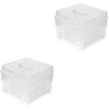 2Pcs Transparent Plastic Photo Organizer Box Card Storage Case