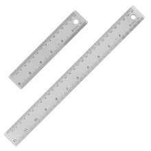 4Pcs Portable Silver Metal Ruler Cork Backed for Students and Teachers