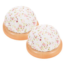 2Pcs Small Wooden Portable Pin Cushions for Sewing