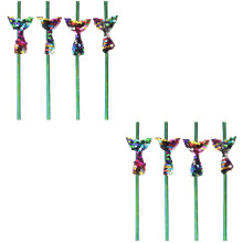 8Pcs Mermaid Charm Paper Colorful Cocktail