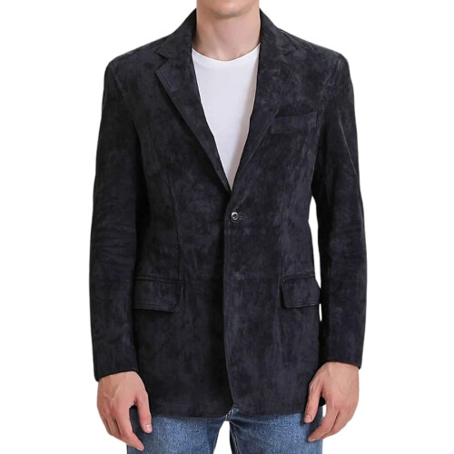 (3XL) Zephyr Black Suede Blazer