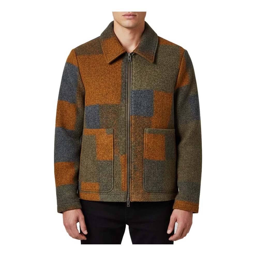 (2XL) Carmy Multi Colored Wool Patchwork Jacket