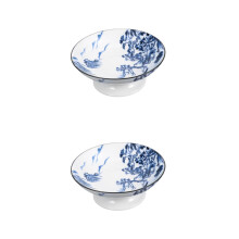 2Pcs Ceramic Fruit Bowls Footed Multi-Color Decorative Serving Trays