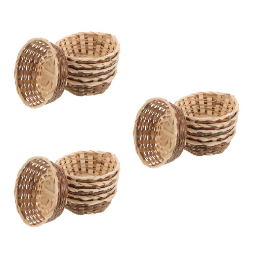 18Pcs Bamboo Craft Egg Basket Breathable Storage Basket for Kitchen