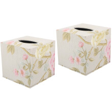2St Vintage Tissue Box Van Leder En Mdf, Elegant En Duurzaam Design