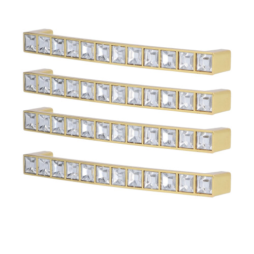 Modern Crystal Knobs 4 Pack Gold