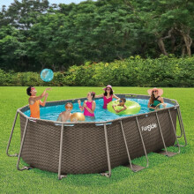 Outdoor Above Ground Swimming Pool, Funsicle 4.24m Oval Oasis Designer Pool Set