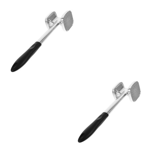 2Stk Robuster Fleischhammer Doppelseitig Aluminium Rutschfest Silber 2