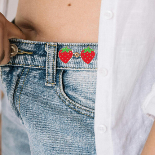 1Set Abnehmbarer Jeans-Tailleclip Metall Mit Süßem Erdbeer-Design 2