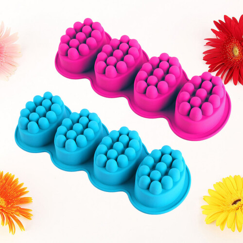 2Stk Silikonform 4- Massagebürste Seifenform Bunt, Antihaft 1