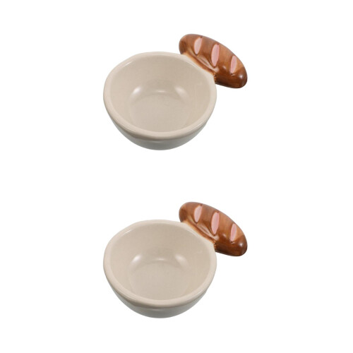 2Pièces Bols À Condiment Céramique Beige, Design Rétro 1