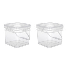 2Pcs Durable Plastic Paint Buckets Square Multi-Use Storage Containers