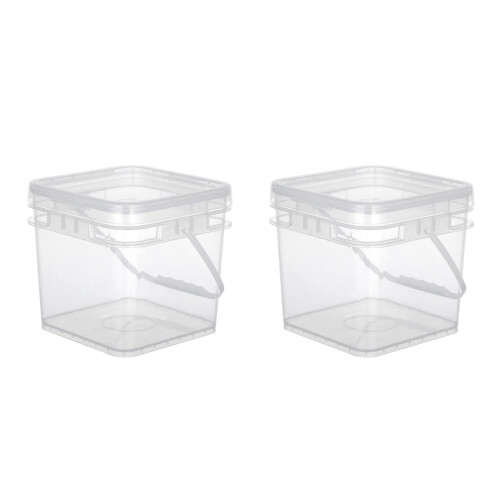 2Pcs Durable Plastic Paint Buckets Square Multi-Use Storage Containers