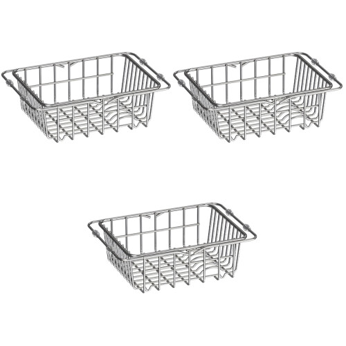 3Pcs Silver Stainless Steel Kitchen Dish Rack Expandable Drying Holder 1