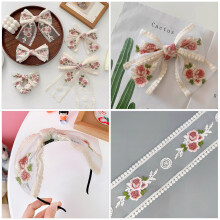 4Rolls White Floral Lace Trim Elegant Sewing Trim for Dress and Home