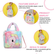 1Sac Dépaule En Peluche Coloré Pour Fille, Sac École Cartoon Adorable