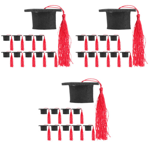 30Pièces Bouchons Chapeaux Rouges Mini Graduation Pour Bouteilles 1