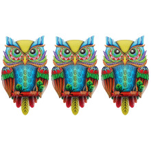 3Pcs Blue Iron Wall Hanging Owl Decor Creative Metal Ornament for Home