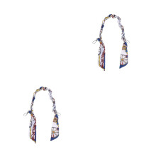 2Pcs Blue Metal Purse Chains with Silk Scarf Stylish Handbag Handles