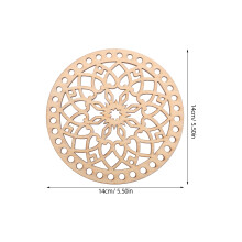 4Pcs Hollow Carved Wooden Bases Beige for Crochet Basket DIY Crafting