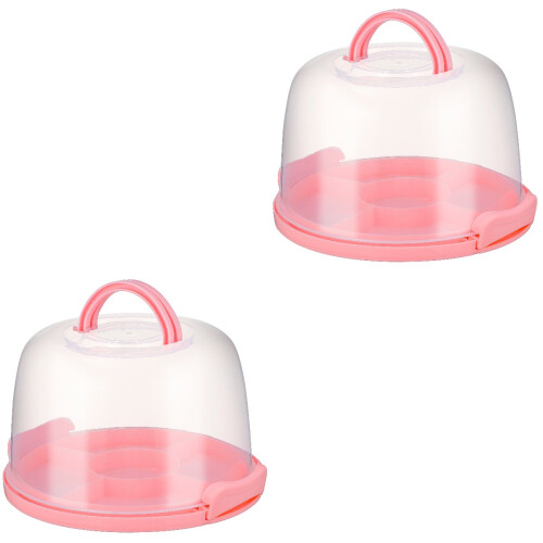 2Pièces Conteneur À Gâteaux Rose Couvercle Sécurisé 1