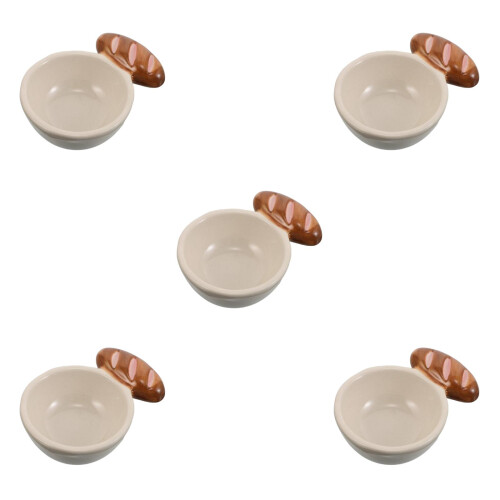 5Pcs Small Ceramic Sauce Dishes with Handle Beige Condiment Bowls 1