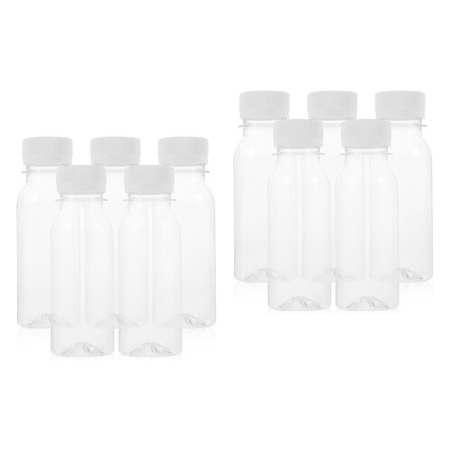 10Pcs Transparent Plastic Milk Bottles Leakproof Beverage Storage Jars 2