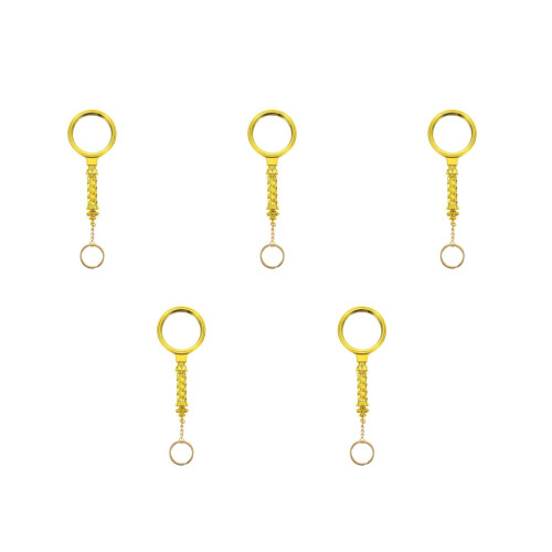 5Pcs Golden ABS Handheld Magnifiers for Clear Reading and Craft Work 2