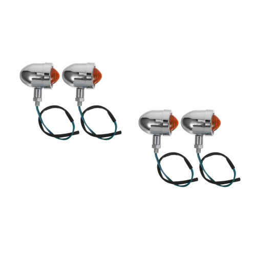 4Pcs Lightweight Metal Motorcycle Indicator Lights Retro Style Silver 1