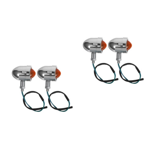 4Pcs Lightweight Metal Motorcycle Indicator Lights Retro Style Silver 2