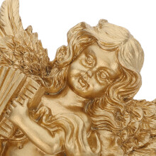 1Pair Golden Resin Angel Figurine Wall Ornament for Home Living Room