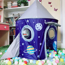 1Pc Kids Space Theme Play Tent Indoor Blue Polyester Playhouse Tent