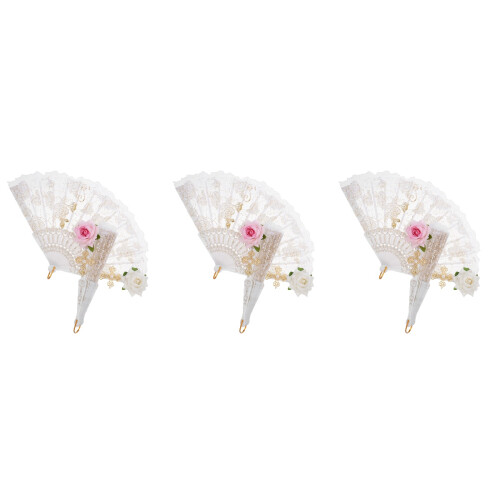 6Pièces Éventails Manche Dentelle Pour Animation Cadeau 2