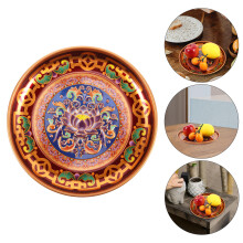 1Durable Metal Fruit Bowl Round Serving Plate Non-Slip Base Elegant