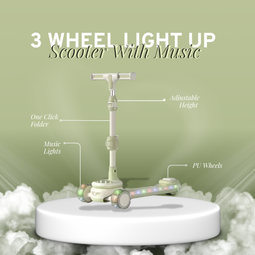 Kids 3 Wheel LED Scooter with Music Adjustable 2