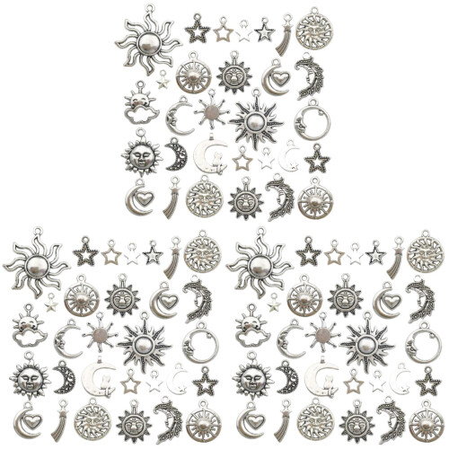 210Pcs Silver Pendant DIY Material for Necklace Bracelet Decor 1