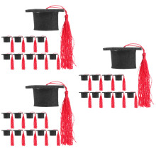30Pcs Red Mini Graduation Hat Caps Reusable Party Decor