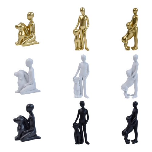 Hars man en hond standbeeld voor thuis desktop plank-Wit BY25091 1