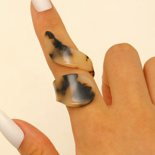 Trendy verstelbare open bandring met abstracte luipaardprint-2 1