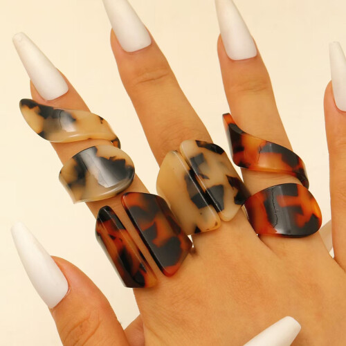 Trendy verstelbare open bandring met abstracte luipaardprint-2 2