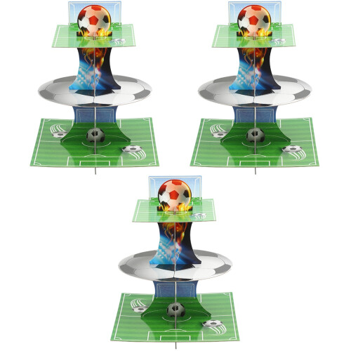 6Sets Rustic Football Cake Stand Multi-Layer Cupcake and Snack Display 1