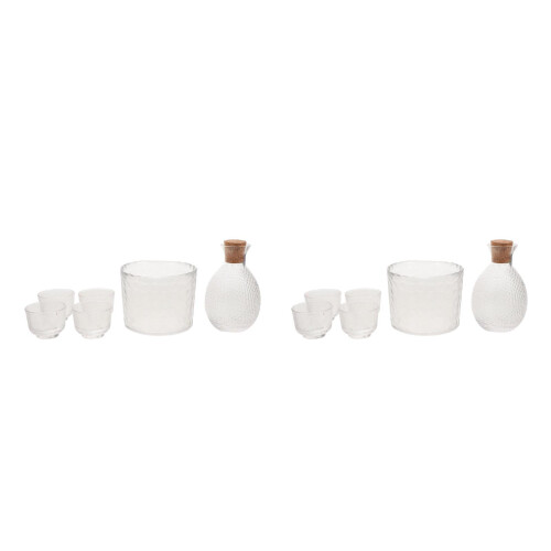 12Pièces Ensemble Verre Martelé Saké Pour Usage Familial Transparent 2