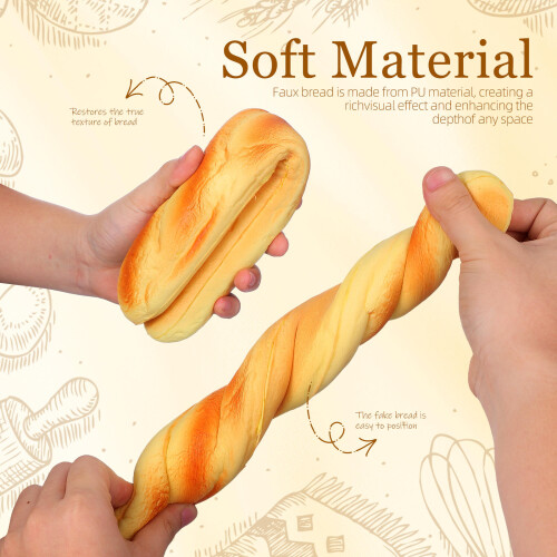6Pcs Simulation Bread Props PU Fake Loaf Assorted Color Decorative Use
