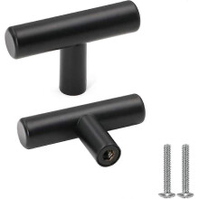 Schrankknöpfe, 10 Stück, schwarze Edelstahl-Schranktürgriffe, Vintage-Schubladenknöpfe mit Schrauben für Kommoden
