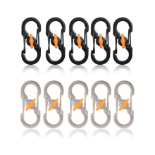 Lot de 10 mini mousquetons en S, mousquetons de verrouillage en acier inoxydable, clips en S, mousquetons en S, porte-clés en forme de S pou