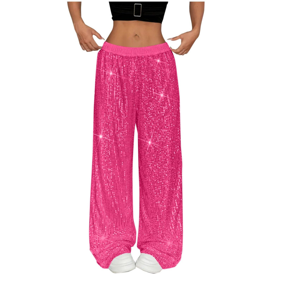 Red Women's Fashionable Solid Color Sequined Party-Rose Xl