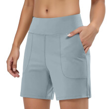 Women's Athletic Shorts Zip Pockets Shorts for-Sky Blue M